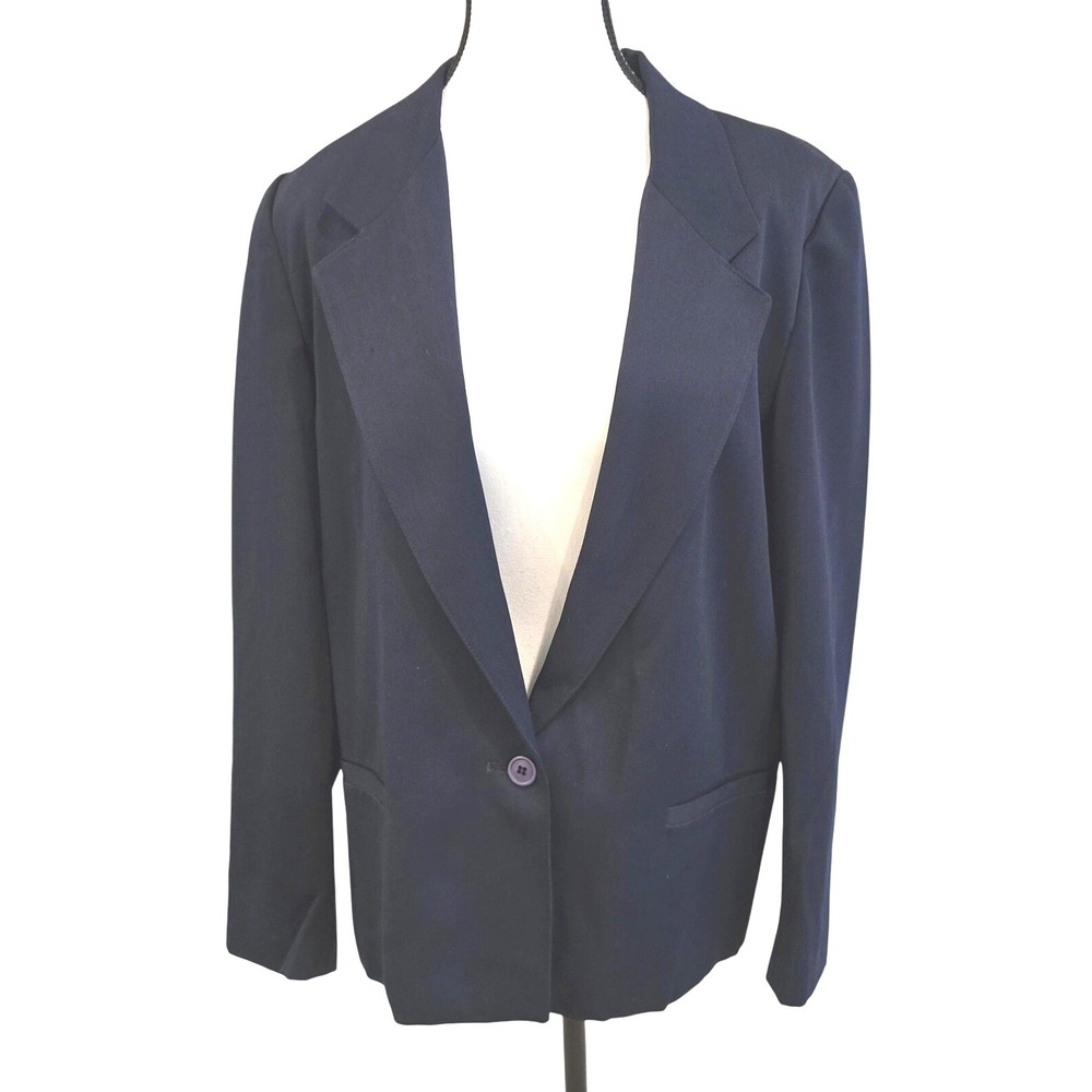 70s/80s‎ Gilmore Trading Corp Blazer Jacket Womens 14 Navy One Button Notch